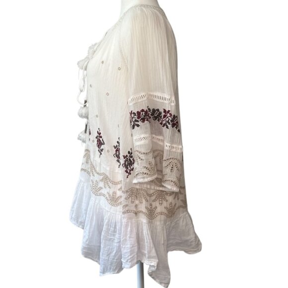 FREE PEOPLE | Pre-Loved Boho Embroidered Cream Tunic Top – Size M - GWP - Picture 2 of 9